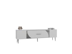 TV-pöytä Dekop2 - Valkoinen, hopea