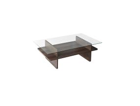 Sohvapöytä Saga Rectangle - Pähkinäpuu, Läpinäkyvä