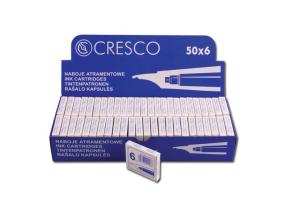 Pen mustepatruunat Cresco, lyhyt, sininen (6 kpl) 1223-005