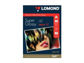 Lomond Premium Photo Paper Super Glossy 260 g/m2 A4, 20 arkkia, kirkas