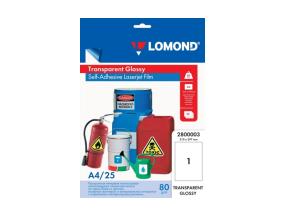 Lomond PET Laserjet Film Itseliimautuva läpinäkyvä kiiltävä A4, 25 arkkia