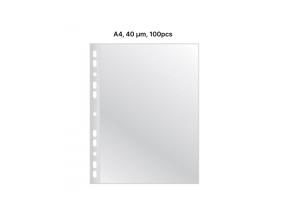AD Class PUNCHED POCKET Cristal Clear A4 40 mikr., pussi 100 kpl