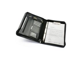 Asiakirjateline A4 su prispaudėju ir 4 žiedais, juodas, 355x260x50mm