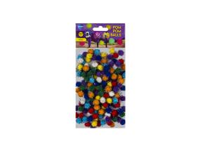 Pompom pallo 25mm, 50kpl, sekavärejä / OPP laukku