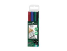 Muovimerkkauskynä FABER-CASTELL Multimark F ja pyyhekumi 4-värinen setti