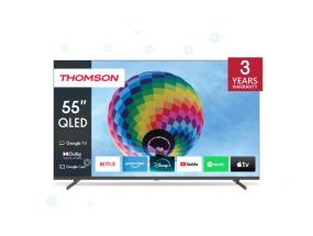 Televisio THOMSON 55" 4K/Smart QLED 3840x2160 Langaton LAN Bluetooth Google TV Tummanharmaa 55QG4S14