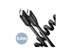 KAAPELI USB-C USB-C 0.6M 60W/TWISTER BLK BUCM-CM10TB AXAGON