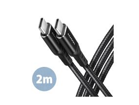 KAAPELI USB-C USB-C 2M 60W/HQ MUSTA BUCM-CM20AB AXAGON