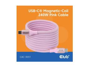KAAPELI USB-C USB-C 2M/MAGNEETTINEN VAALEANPUNAINEN CAC-3031 CLUB3D