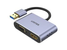 UNITEK V1304A -sovitin USB-A-HDMI VGA
