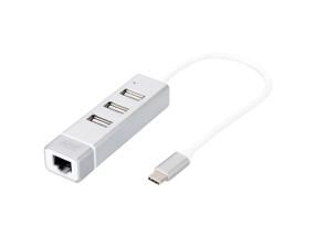 DIGITUS USB 2.0 3-porttinen keskitin, tyyppi C + RJ45