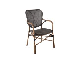 BAMBUS-tuoli käsinojilla 55x62xH92,5cm, tummanruskea, alumiini