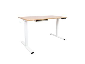Säädettävä pöytä ERGO 1 moottorilla 120x60xH73-121cm, valkoinen/tammi