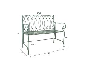 Penkki MINT 104x55xH95,5cm, antiikkivihreä, taottu metalli