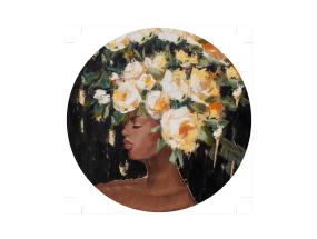 Öljymaalaus D90cm, nainen kukkien kanssa