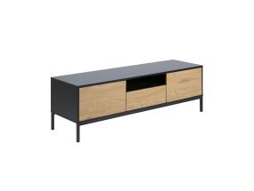 TV-pöytä SEAFORD, 140x40xH45cm, 1 laatikko, runko: MDF, musta matta, 2 ovea: huonekalulevy laminoidulla pinnoitteella, väri; pato