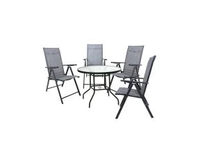 Puutarhakalusteet DUBLIN pöytä, 4 kokoontaitettavaa tuolia, harmaa