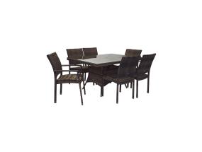 Puutarhakalusteet WICKER pöytä ja 4+2 tuolia, tummanruskea