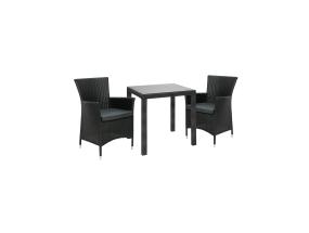 Puutarhakalusteet WICKER pöytä ja 2 tuolia, musta