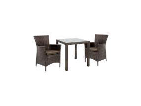Puutarhakalusteet WICKER pöytä ja 2 tuolia, tummanruskea
