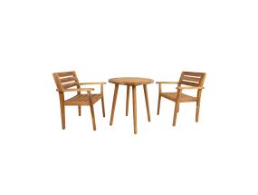 Puutarhakalustesarja FLORIAN pöytä D70xH75cm, 2 tuolia 65x59xH85cm, akaasiapuuta