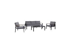 Puutarhakalustesarja LONA pöytä, sohva ja 2 tuolia, harmaa/musta
