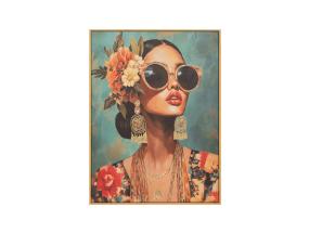 Kehystetty seinäkuva 80x100cm, nainen kukkien kanssa