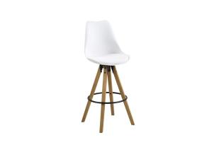 Baarijakkara DIMA 48,5x55xH111,5cm, valkoinen PU, jalat: tammi