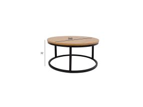 Sohvapöytä BRITE D60xH32cm, vaaleaa puuta, MDF, metallia