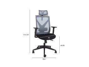 Tietokone/toimistotuoli MIKE 64x65xK110-120cm, musta/harmaa