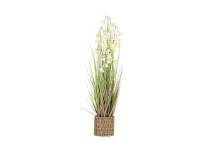 Tekokukka IN GARDEN H87cm, valkoinen kello, ruohon kärkiä ruukussa