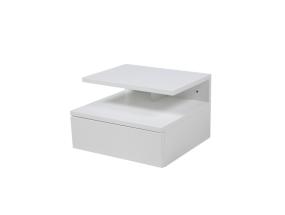 Yöpöytäkaappi ASHLAN 35x32xH22,5cm, hyllyllä ja laatikolla, seinäasennus, materiaali: puu, väri: valkoinen, viimeistely: lakattu