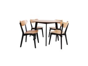 Ruokasetti ROXBY pyöreä pöytä D105xH76cm, 4 tuolia (AC85660), tammi/musta