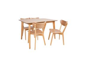 Ruokailusetti ROXBY pöytä 120x80xK76cm, 4 tuolia (AC91520 ), tammea