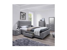 Sänky CAREN 160x200cm, patjalla HARMONY DELUX, harmaa, 165x220,5xH110cm, MDF, polyesterikangas
