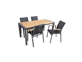 Puutarhakalusteet TAMPERE pöytä 160x80xH75cm, 4 tuolia 56x63xH90cm, lampi, alumiini