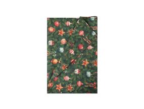 Ruudullinen Joulu UUSI 43x116cm, joulukuusen lehdet, 50% puuvilla, 50% polyesteri, kangas 573