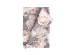 Pellava HOLLY 43x116cm, harmaat kukat