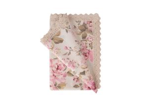 Pellava HOLLY 75x75cm, maalatut ruusut, 20% polyesteri, 80% puuvilla, kangas 497