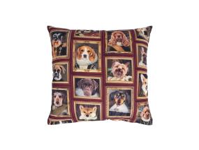 Tyyny HOLLY 45x45cm, lukolla, koirat kehyksessä, 100% puuvillaa, kangas 438