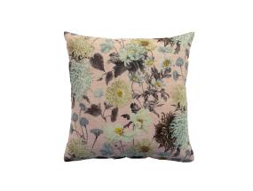 Tyyny LONETA UUSI 45x45cm vetoketjullinen, vaaleanpunainen krysanteemi, 50% puuvillaa, 50% polyesteriä, kangas 473