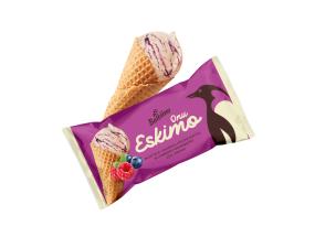 ONU ESKIMO Mustikka-vadelma kermajäätelö vohvelikartiossa 165ml/84g x 28