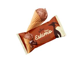 ONU ESKIMO Suklaa-kermajäätelö suklaalastuilla vohvelikartiossa 165ml/80g x 28kpl