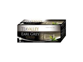 Musta tee TEAVALLEY Earl Grey Strong 20 kpl pakkauksessa