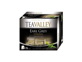 Musta tee TEAVALLEY Earl Grey Strong 75 kpl pakkauksessa