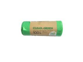 Roskapussi biohajoava 100L Clean&Green HDPE 18mic 25kpl