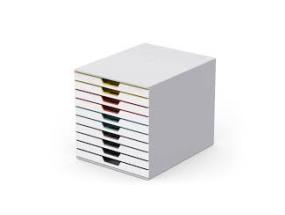 Laatikosto DURABLE 280x292x356mm 10 laatikkoa valkoinen