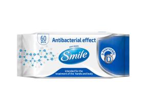 Pantenolilla kostutetut antibakteeriset käsipyyhkeet SMILE 60 kpl
