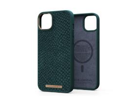 NJORD BYELEMENTS Salmon Leather MagSafe, iPhone 14 Plus, vihreä - Nahkakotelo