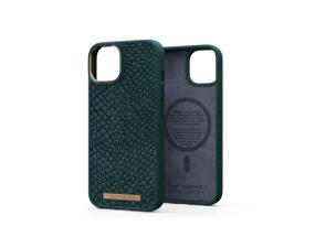 NJORD BYELEMENTS Salmon Leather MagSafe, iPhone 14, vihreä - Nahkakotelo